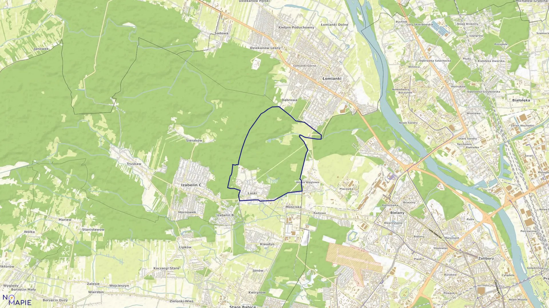 Mapa obrębu LASKI w gminie Izabelin